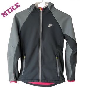 NIKE Long sleeve gray and white hooded zip Athletic jacket